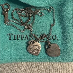 Tiffany & Co. Double Heart Silver Necklace. Authentic. Used. As in condition.
